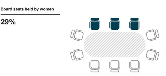 Infographic of the percentage of board seats held by women.