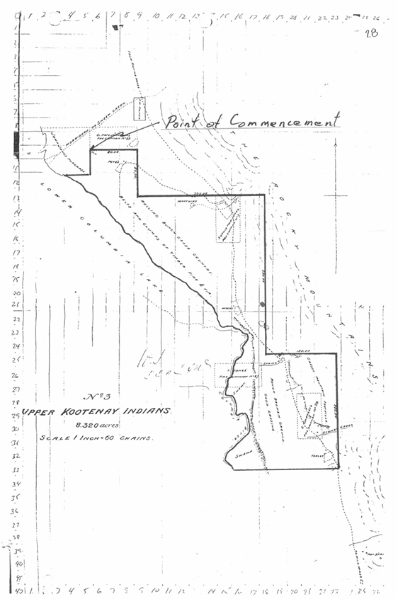 Titre : Sketch of Kootenay IR No. 3 - Description : A sketch of Kootenay IR No. 3 taken from ACBD, Vol 2, Tab 120.