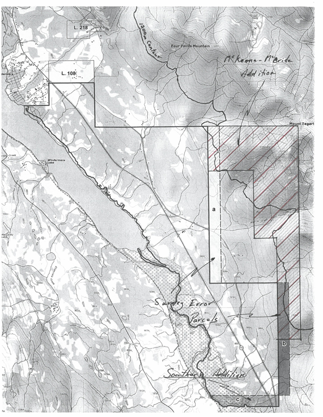 Titre : 2014 map of IR No. 3 - Description : 2014 map identified as Columbia Lake I.R No.3 produced by Natural Resources Canada Surveyor General Branch Vancouver, BC.